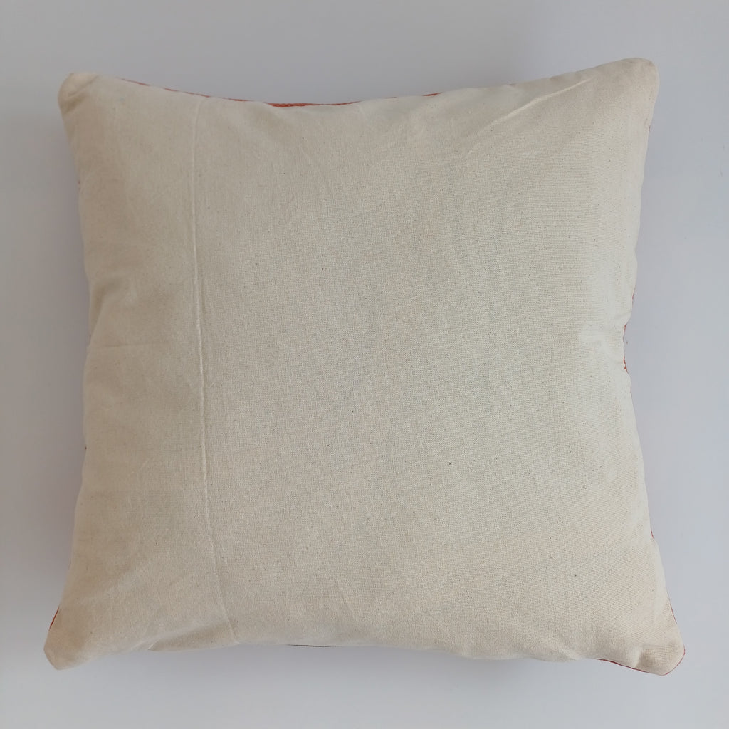 Moroccan Handmade Red Orange Cactus Silk Cushion Cover 16''x16'' / 40x40 CM
