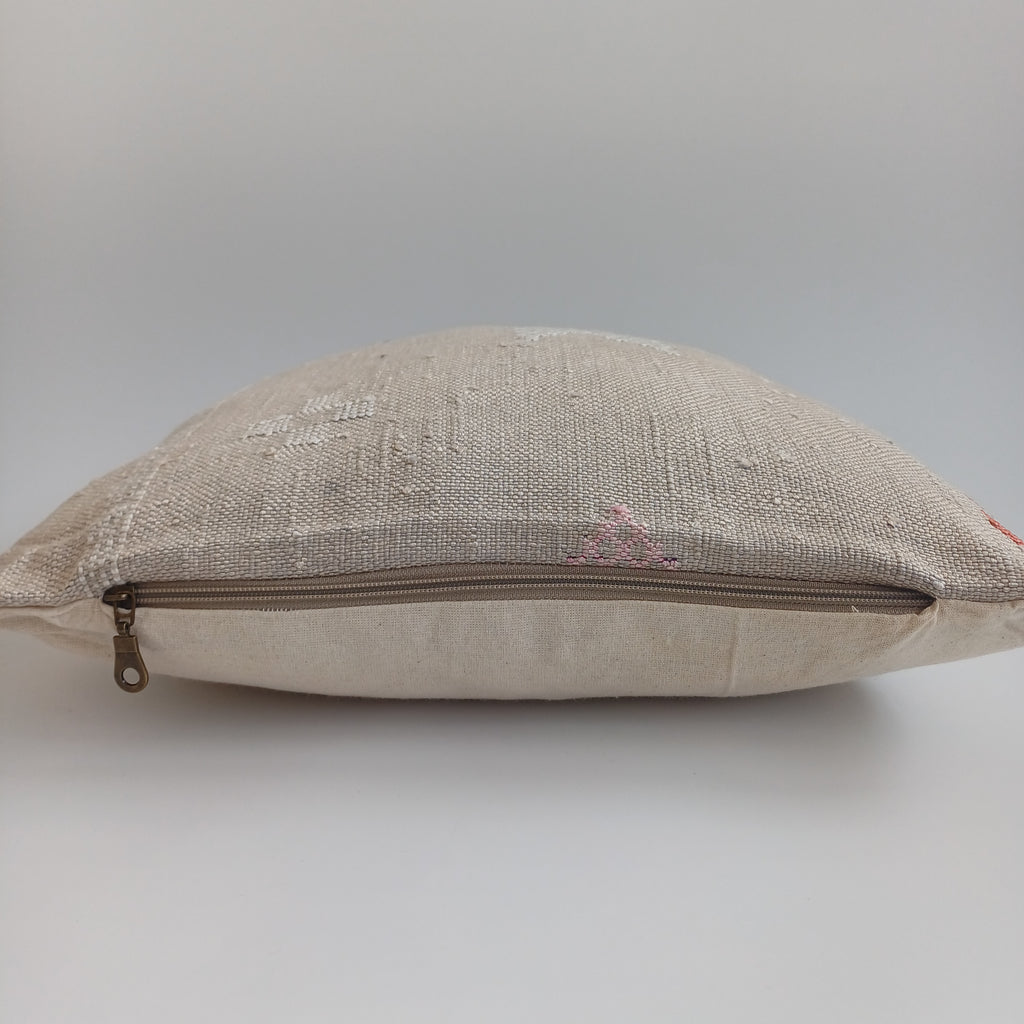 Moroccan Handmade Oatmeal Cactus Silk Cushion Cover 16''x16'' / 40x40 CM