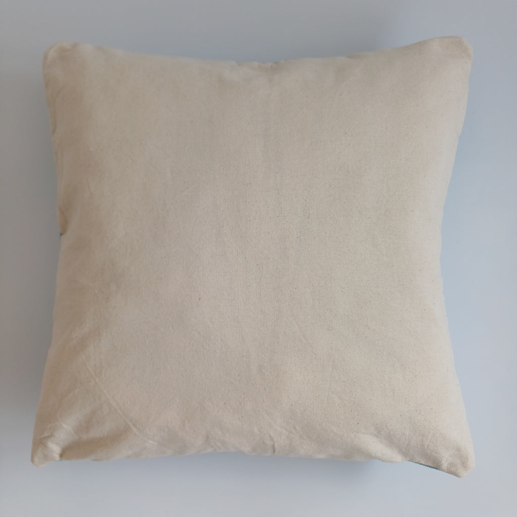 Moroccan Handmade Teal Blue Cactus Silk Cushion Cover 16''x16'' / 40x40 CM