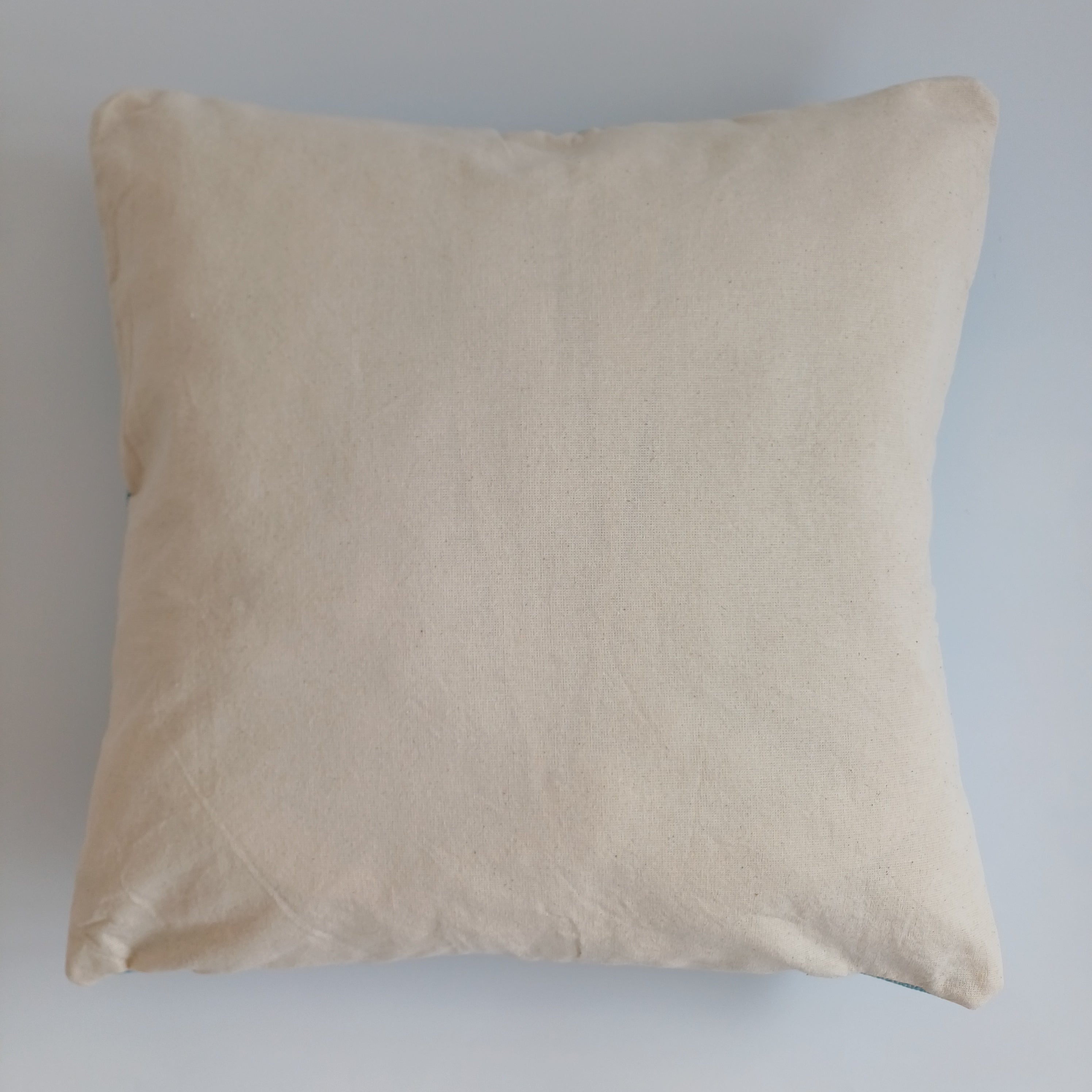 Moroccan Handmade Teal Blue Cactus Silk Cushion Cover 16''x16'' / 40x40 CM