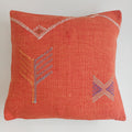 Moroccan Handmade Red Orange Cactus Silk Cushion Cover 16''x16'' / 40x40 CM