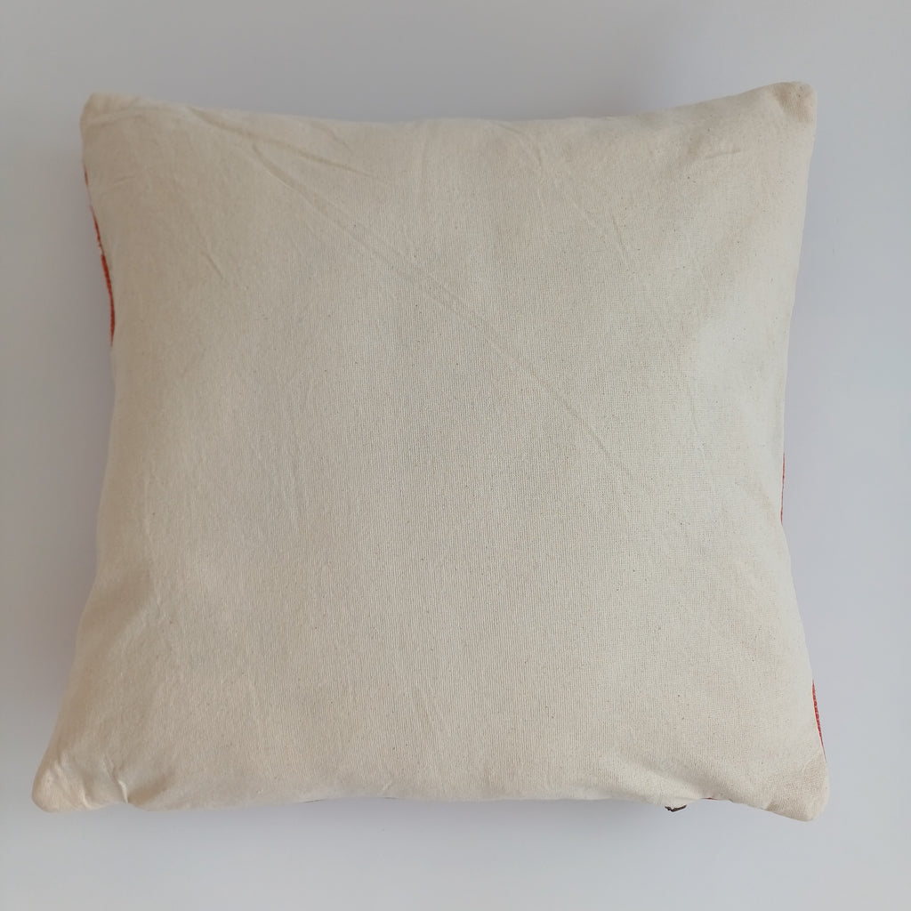 Moroccan Handmade Red Orange Cactus Silk Cushion Cover 16''x16'' / 40x40 CM