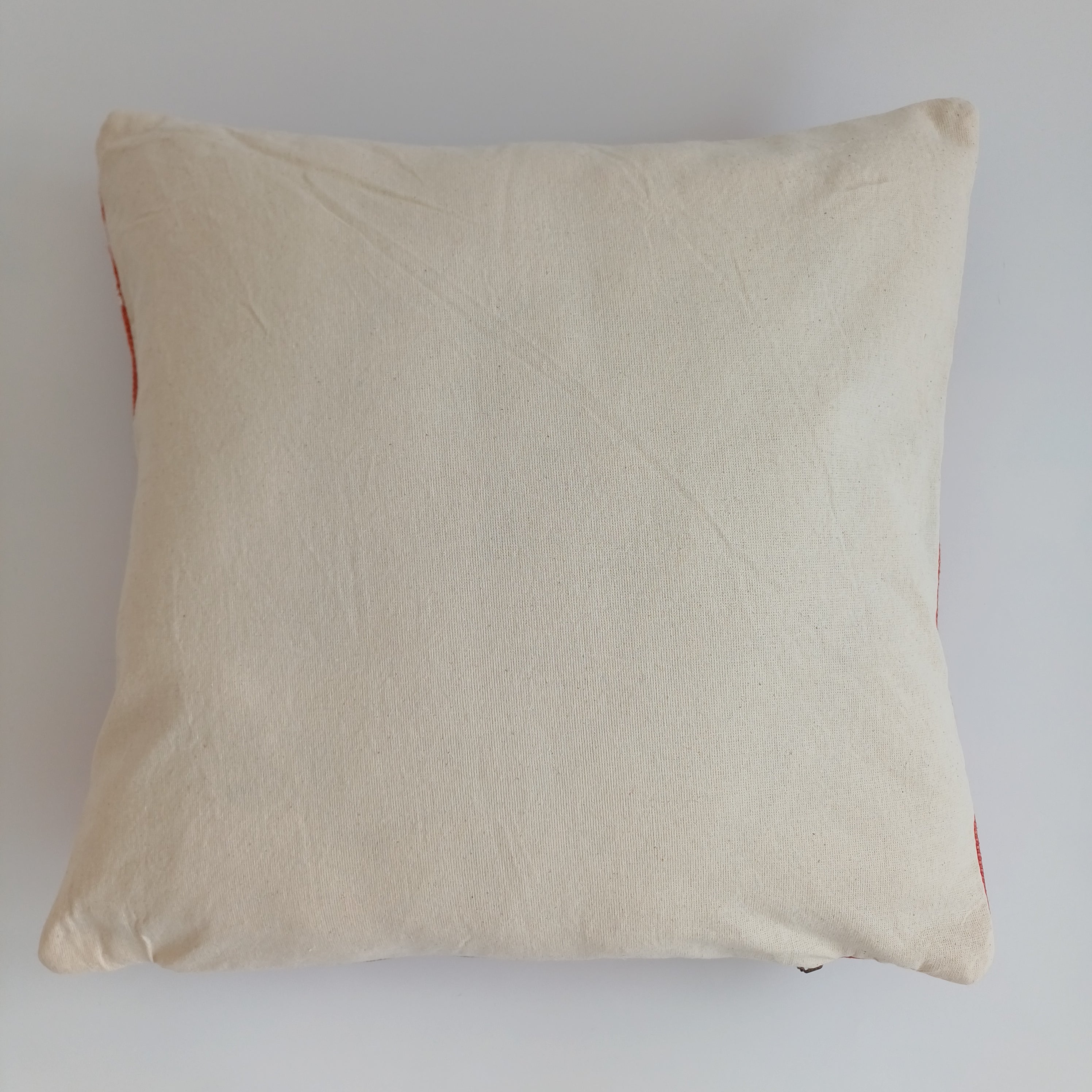 Moroccan Handmade Red Orange Cactus Silk Cushion Cover 16''x16'' / 40x40 CM