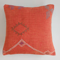 Moroccan Handmade Red Orange Cactus Silk Cushion Cover 16''x16'' / 40x40 CM