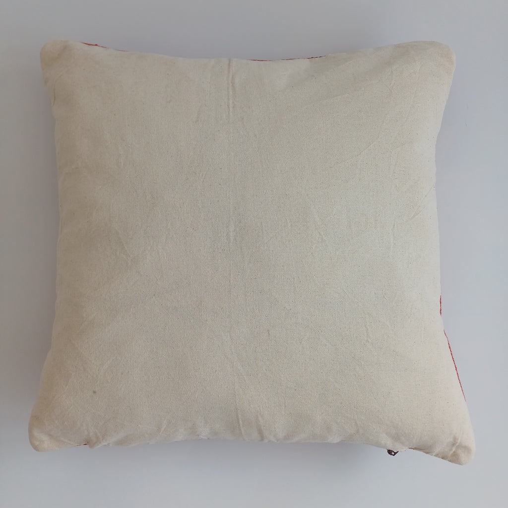 Moroccan Handmade Red Orange Cactus Silk Cushion Cover 16''x16'' / 40x40 CM