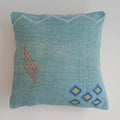 Moroccan Handmade Teal Blue Cactus Silk Cushion Cover 16''x16'' / 40x40 CM