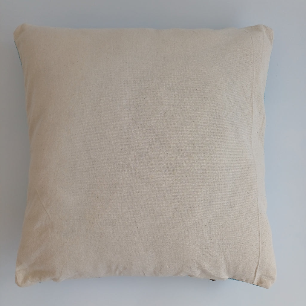 Moroccan Handmade Teal Blue Cactus Silk Cushion Cover 16''x16'' / 40x40 CM
