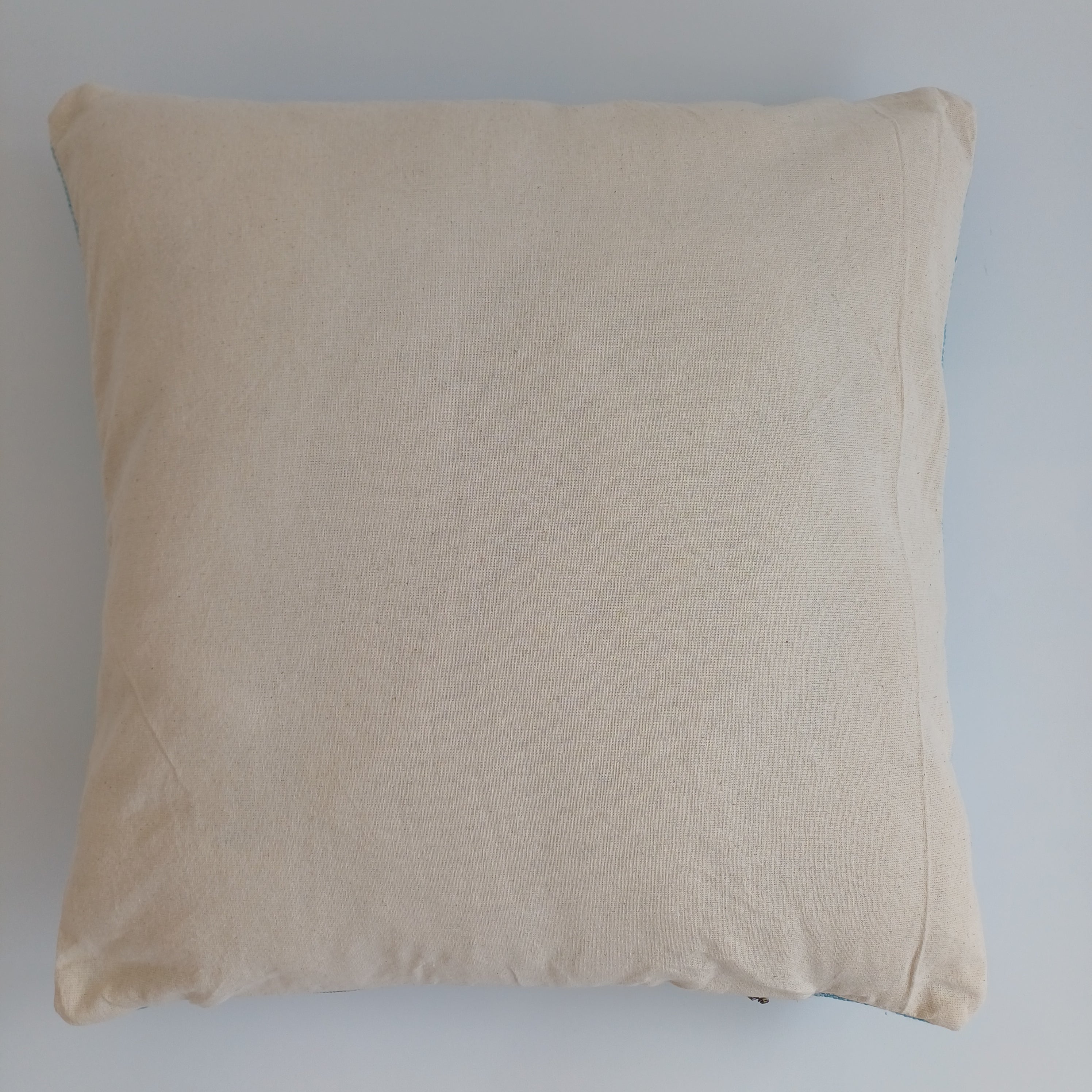 Moroccan Handmade Teal Blue Cactus Silk Cushion Cover 16''x16'' / 40x40 CM