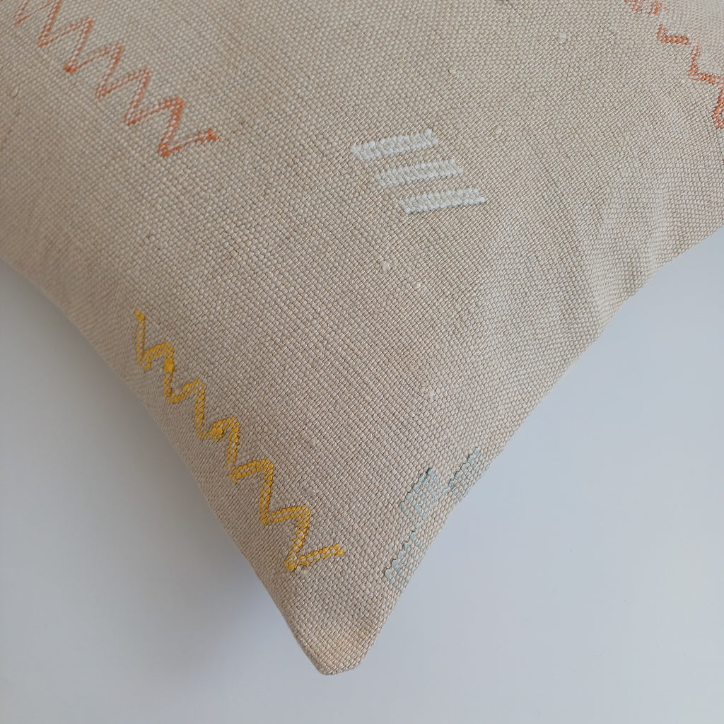 Moroccan Handmade Oatmeal Cactus Silk Cushion Cover 16''x16'' / 40x40 CM