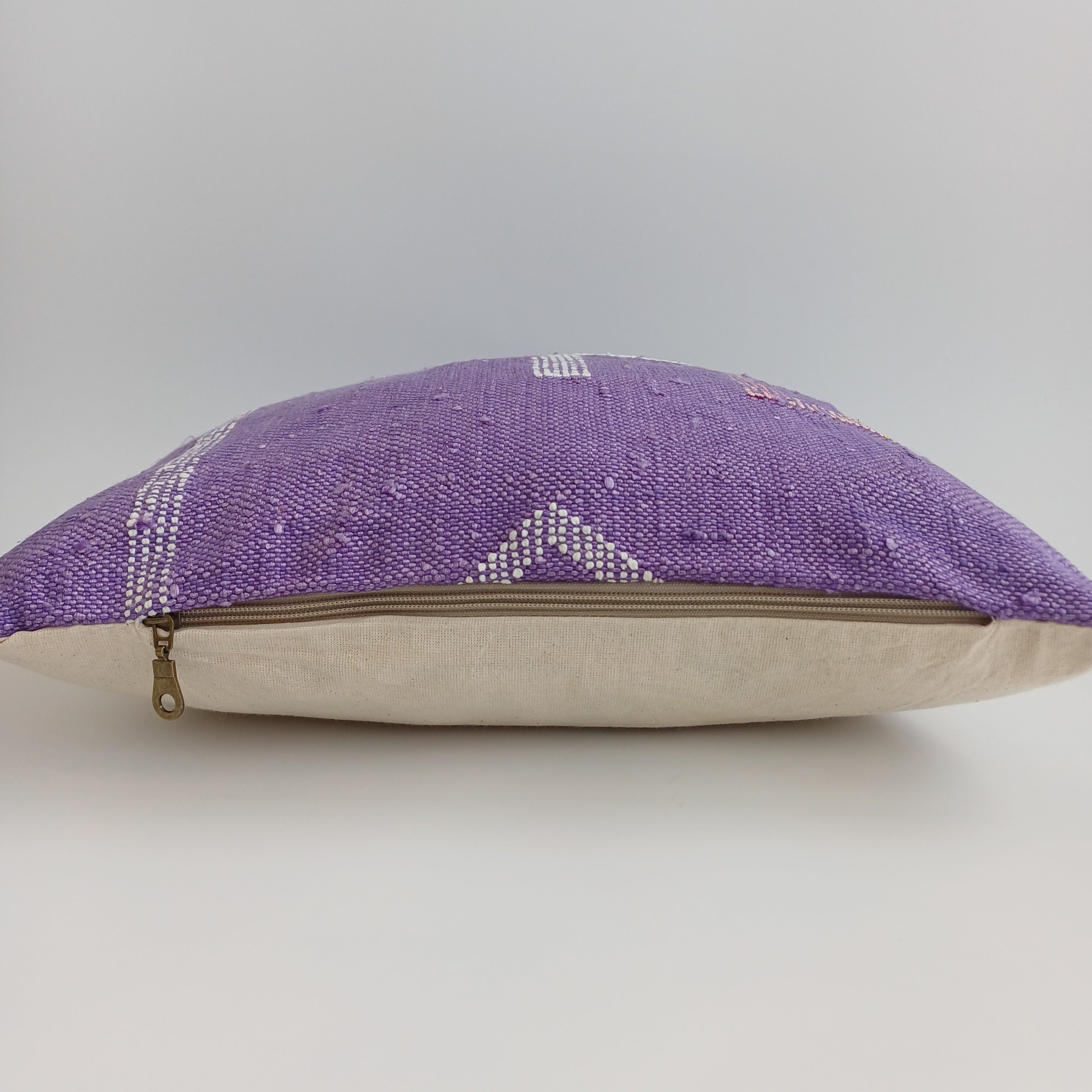 Moroccan Handmade Purple Cactus Silk Cushion Cover 16''x16'' / 40x40 CM