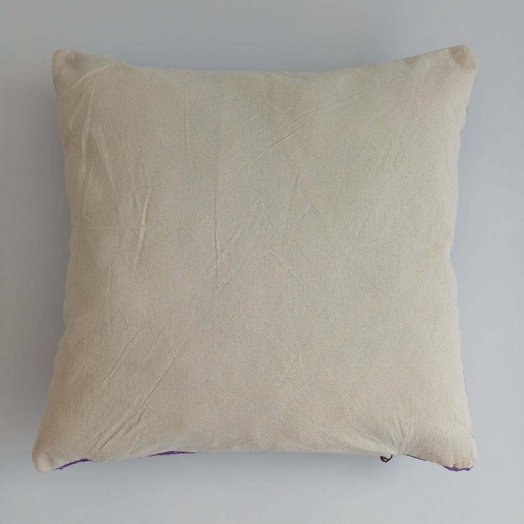 Moroccan Handmade Purple Cactus Silk Cushion Cover 16''x16'' / 40x40 CM