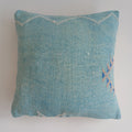 Moroccan Handmade Teal Blue Cactus Silk Cushion Cover 16''x16'' / 40x40 CM