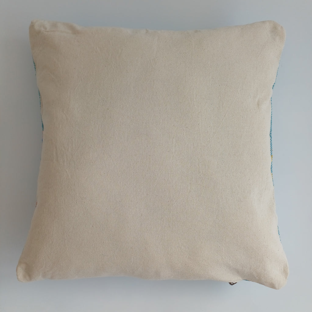 Moroccan Handmade Teal Blue Cactus Silk Cushion Cover 16''x16'' / 40x40 CM