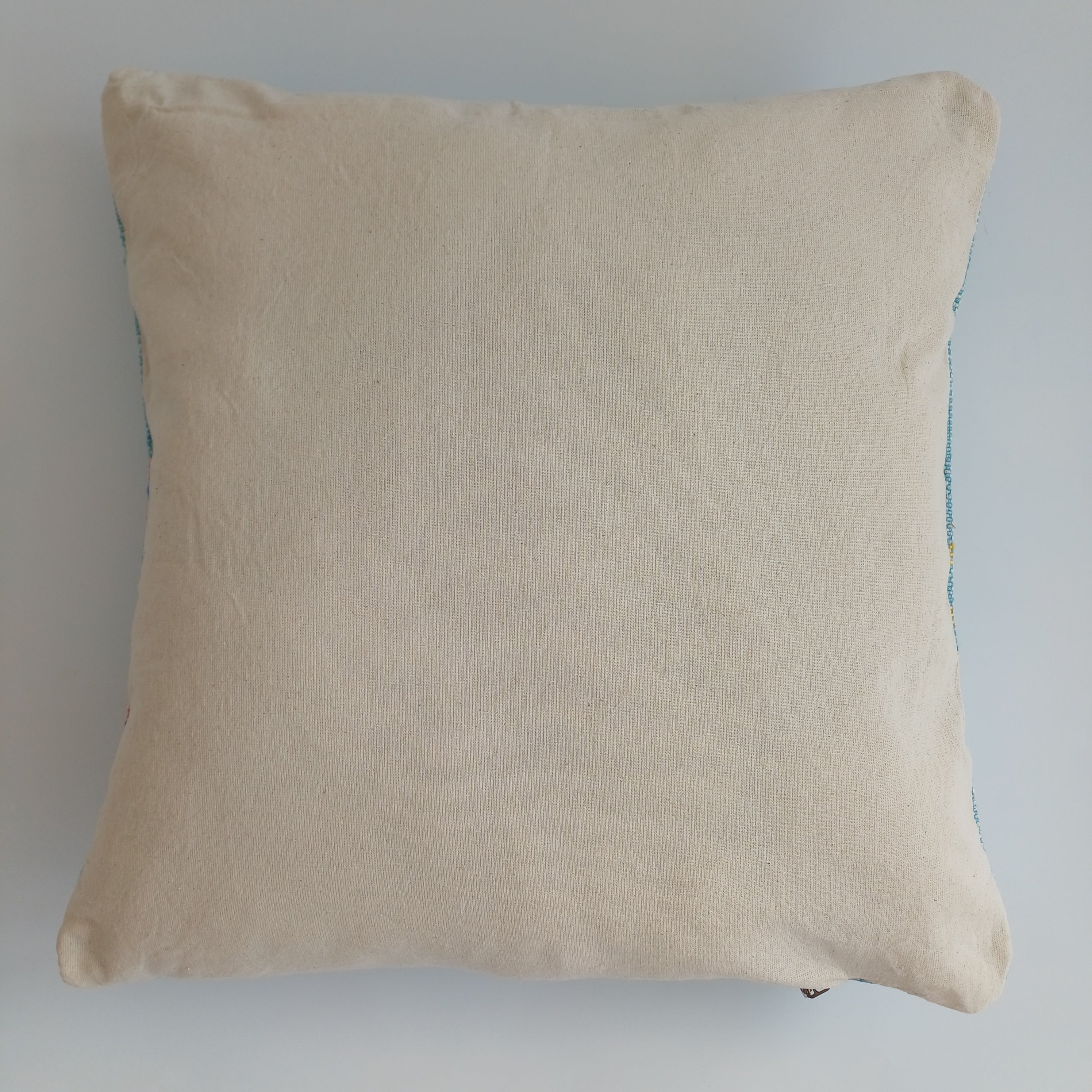 Moroccan Handmade Teal Blue Cactus Silk Cushion Cover 16''x16'' / 40x40 CM