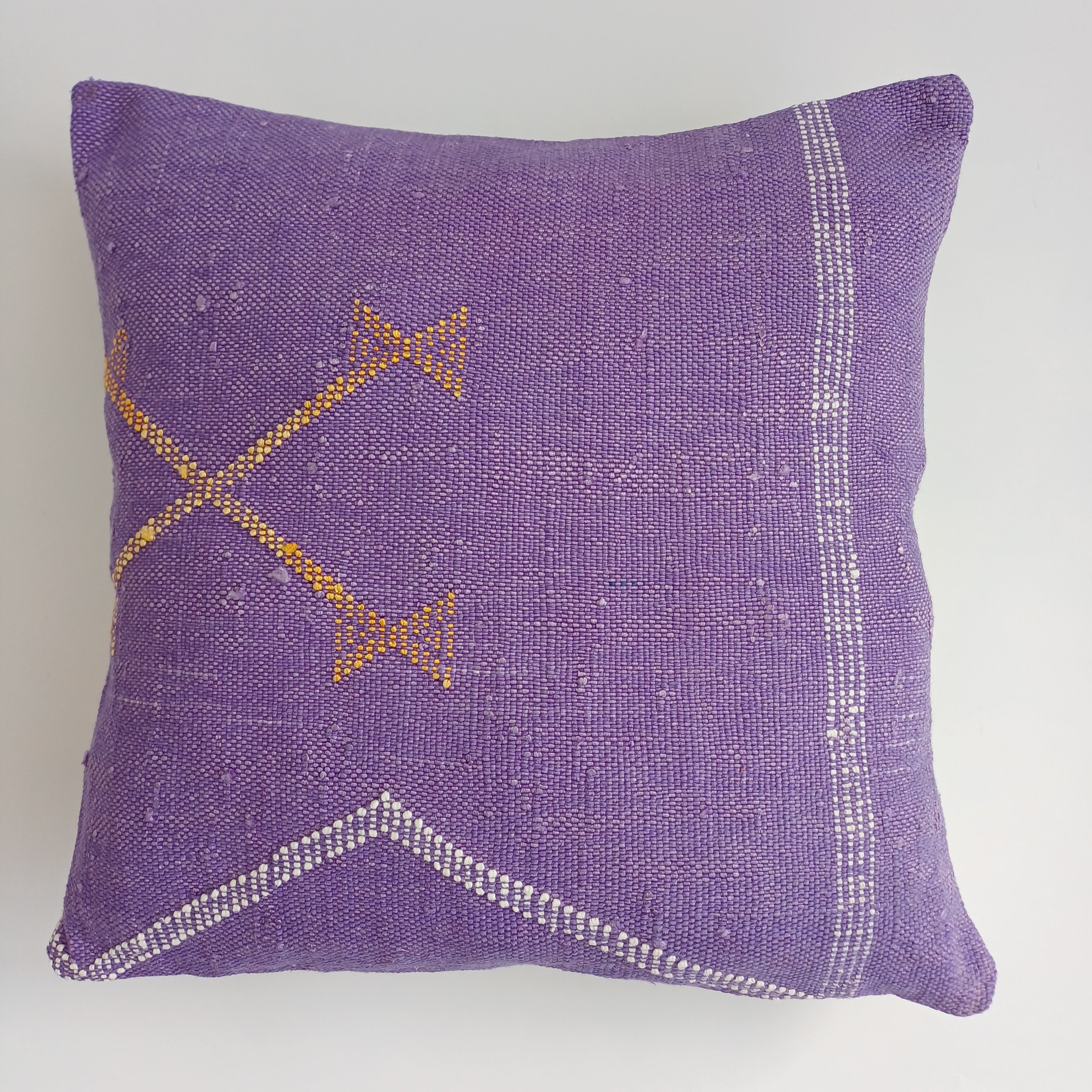 Moroccan Handmade Purple Cactus Silk Cushion Cover 16''x16'' / 40x40 CM
