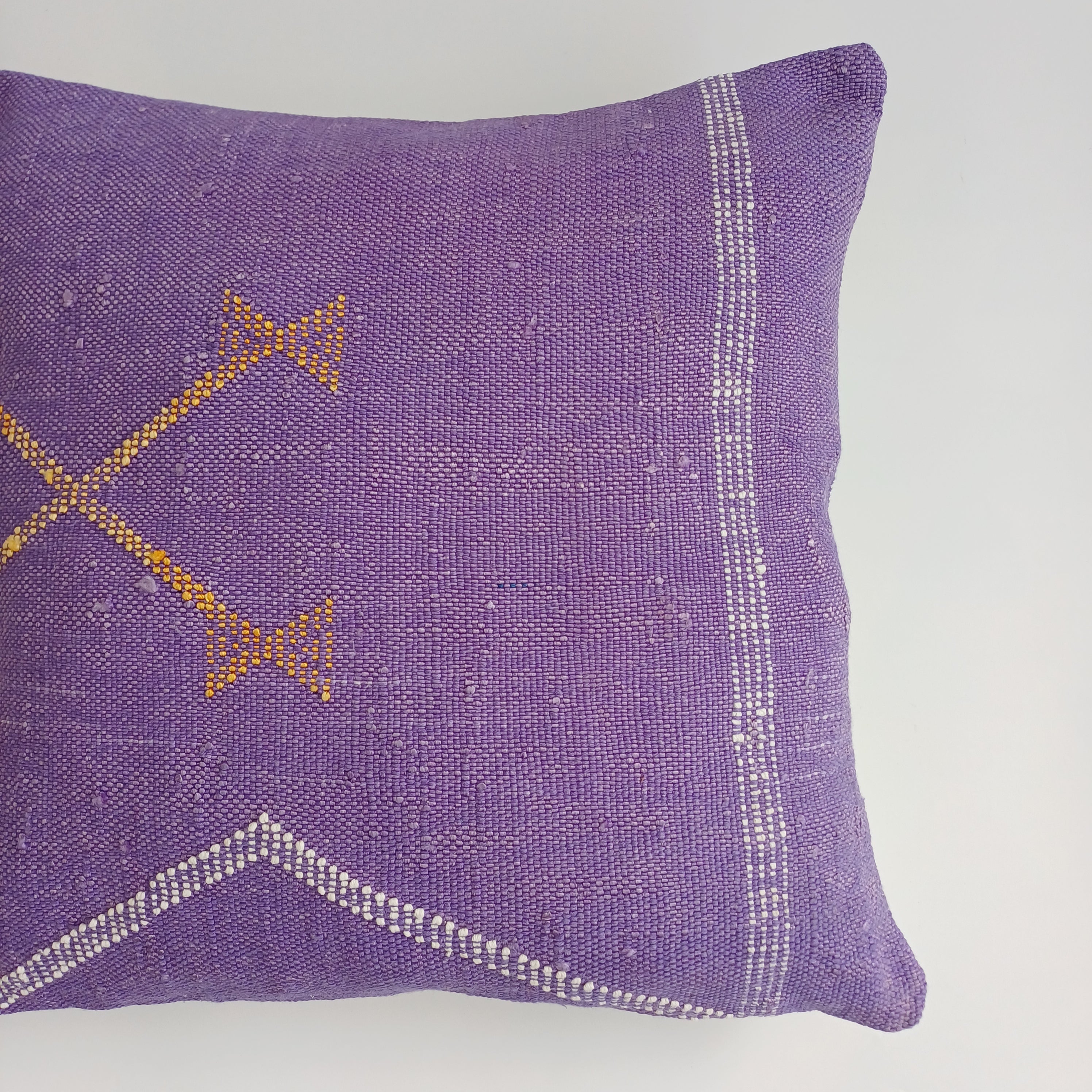 Moroccan Handmade Purple Cactus Silk Cushion Cover 16''x16'' / 40x40 CM