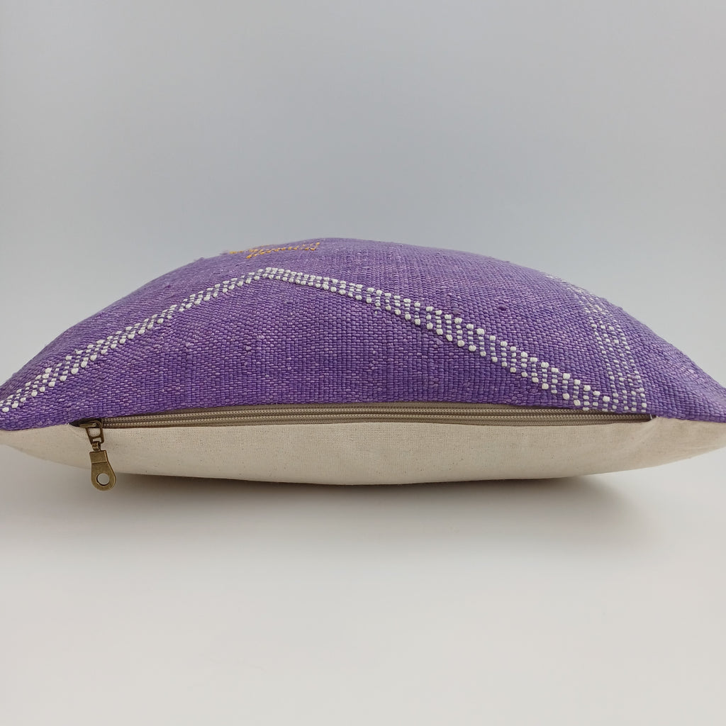 Moroccan Handmade Purple Cactus Silk Cushion Cover 16''x16'' / 40x40 CM