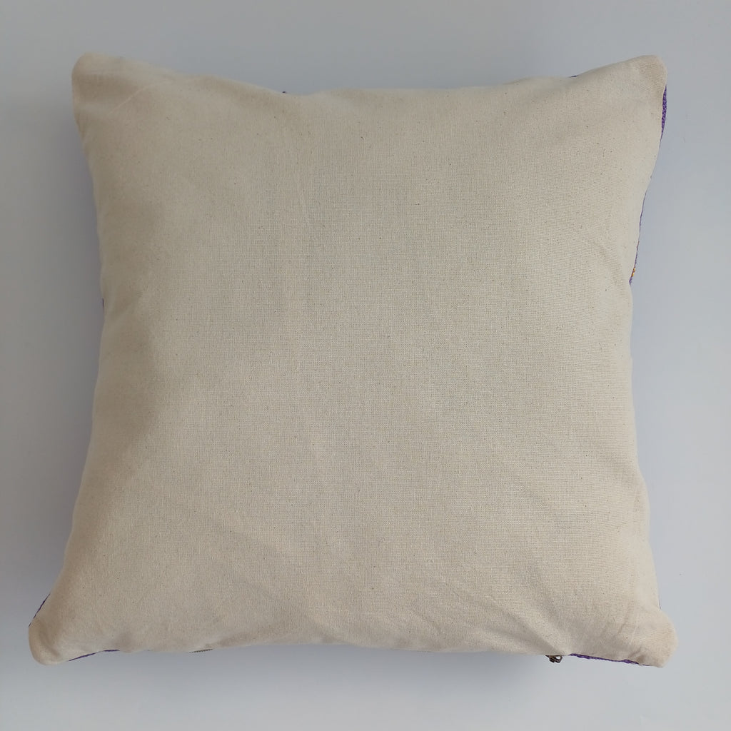Moroccan Handmade Purple Cactus Silk Cushion Cover 16''x16'' / 40x40 CM