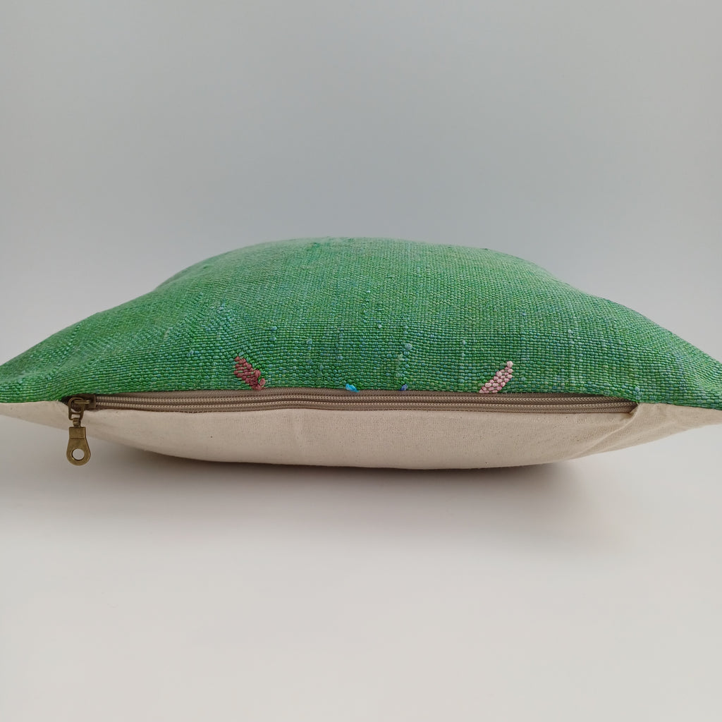 Moroccan Handmade Green Cactus Silk Cushion Cover 16''x16'' / 40x40 CM