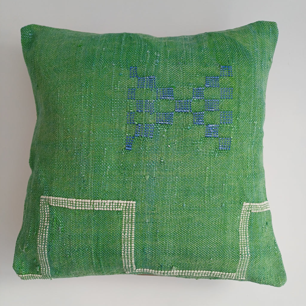Moroccan Handmade Green Cactus Silk Cushion Cover 16''x16'' / 40x40 CM