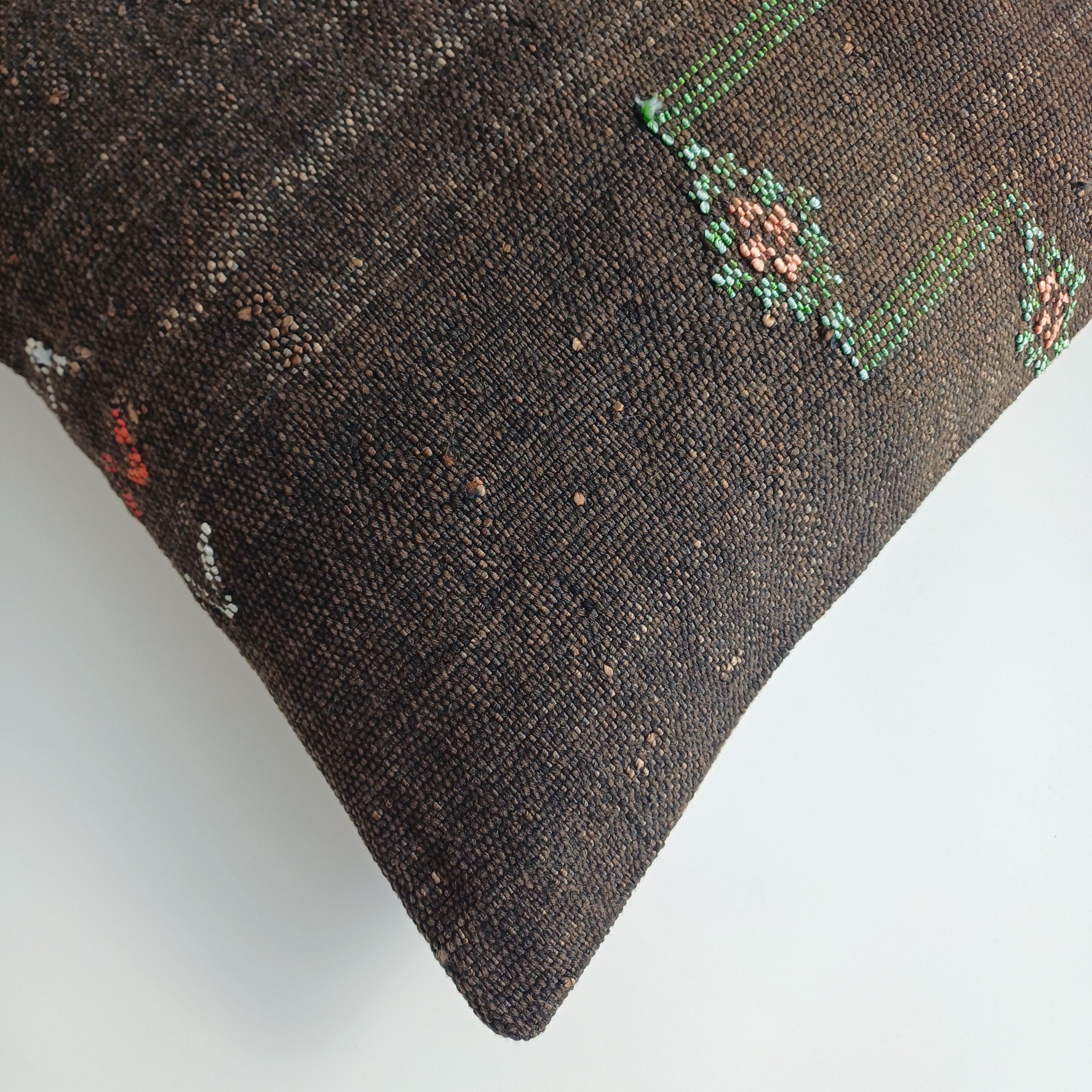 Moroccan Handmade Brown Cactus Silk Cushion Cover 16''x16'' / 40x40 CM