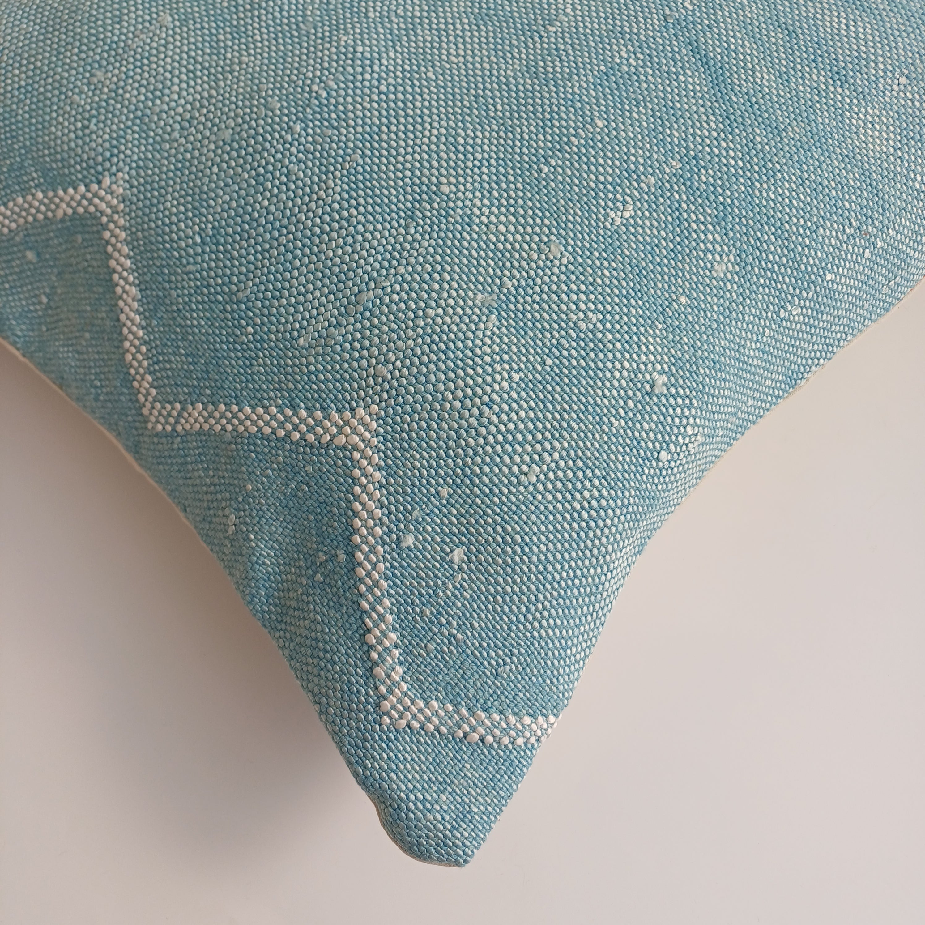 Moroccan Handmade Teal Blue Cactus Silk Cushion Cover 16''x16'' / 40x40 CM