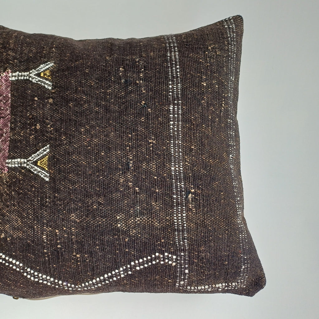 Moroccan Handmade Brown Cactus Silk Cushion Cover 16''x16'' / 40x40 CM