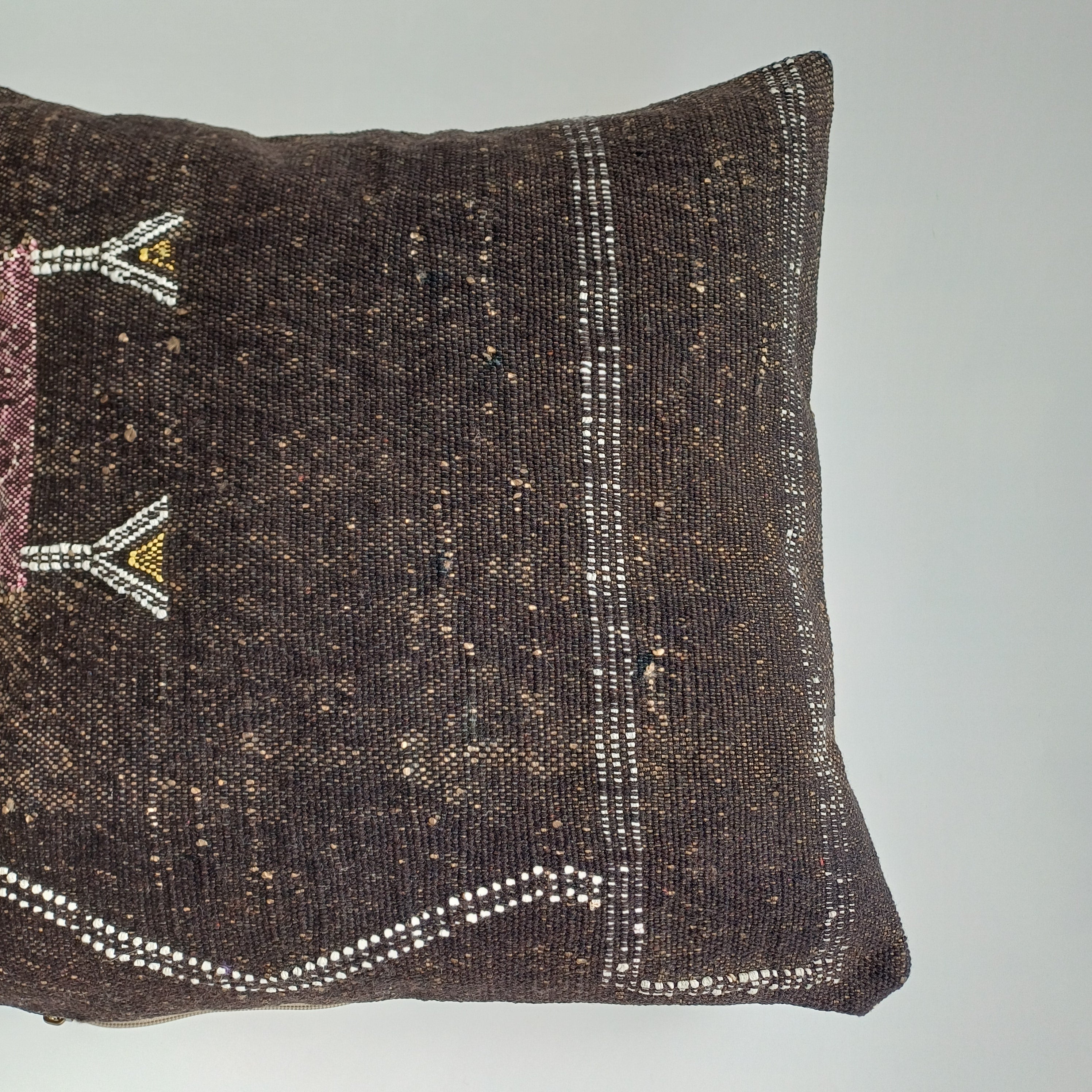 Moroccan Handmade Brown Cactus Silk Cushion Cover 16''x16'' / 40x40 CM