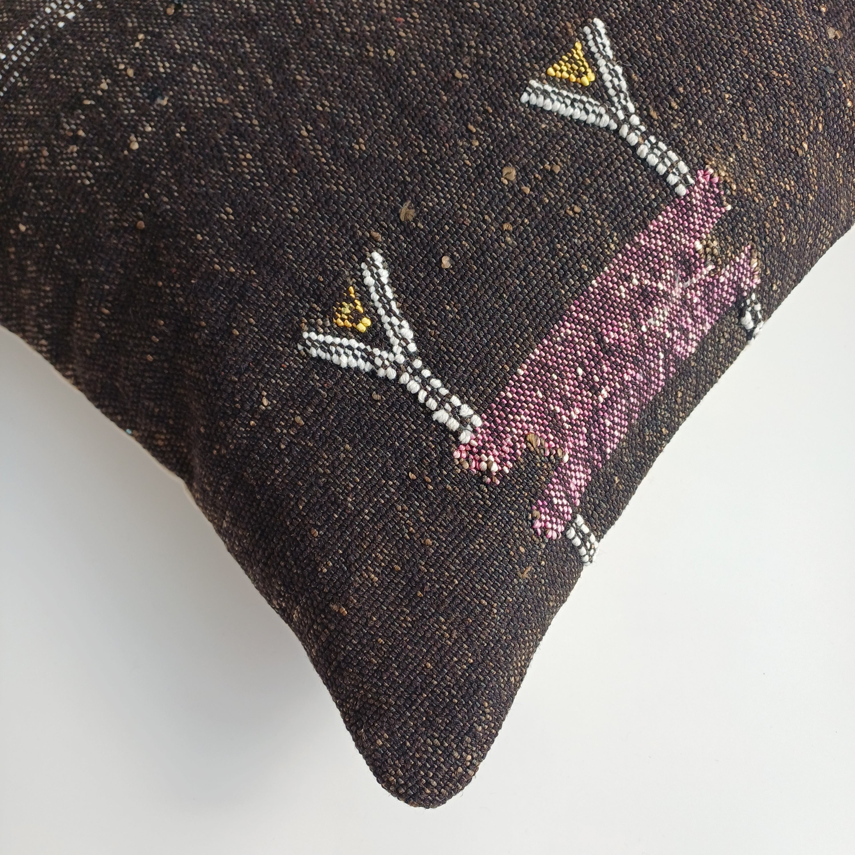 Moroccan Handmade Brown Cactus Silk Cushion Cover 16''x16'' / 40x40 CM