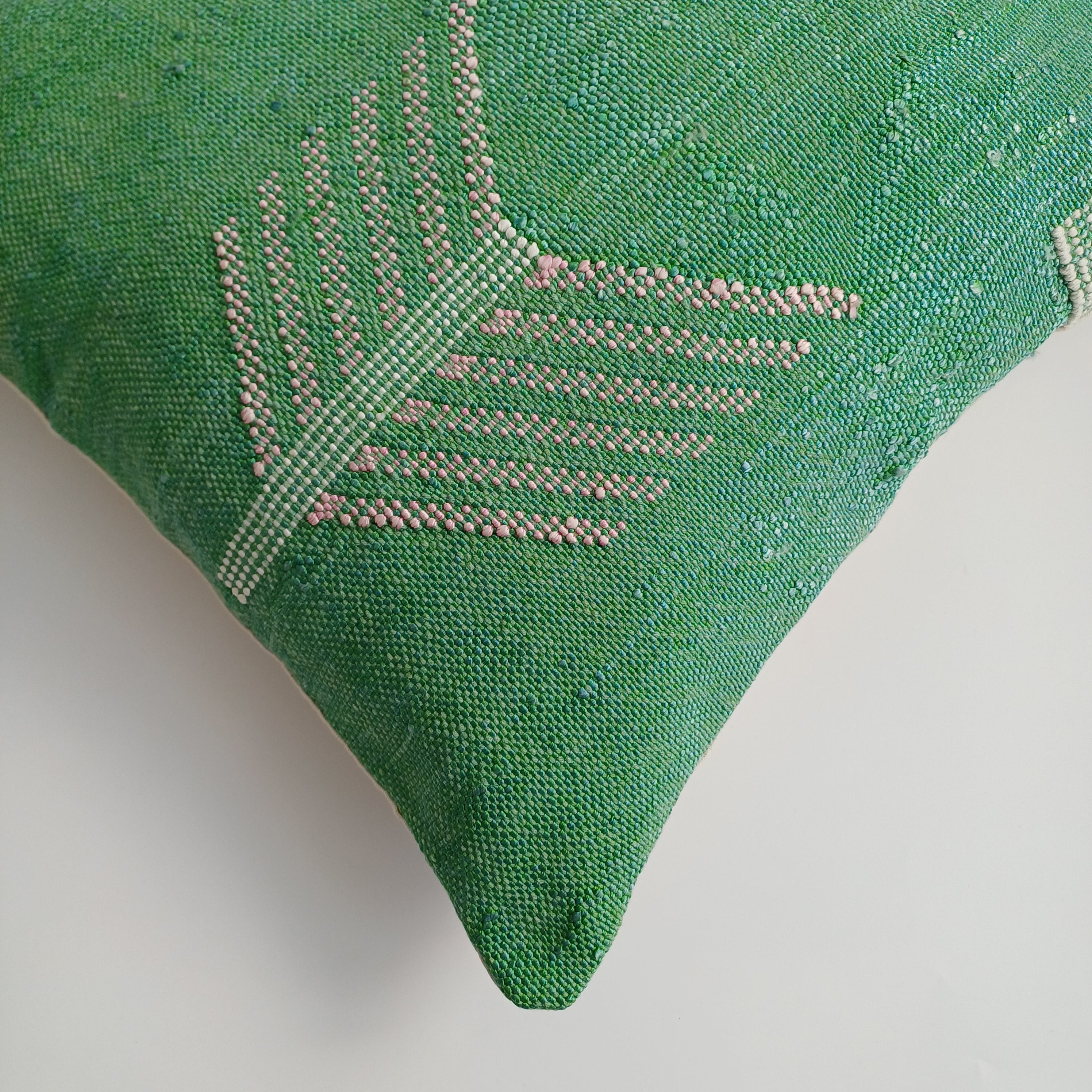 Moroccan Handmade Green Cactus Silk Cushion Cover 16''x16'' / 40x40 CM