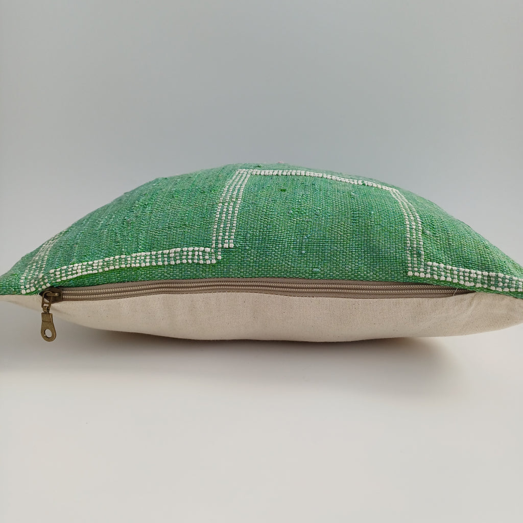 Moroccan Handmade Green Cactus Silk Cushion Cover 16''x16'' / 40x40 CM