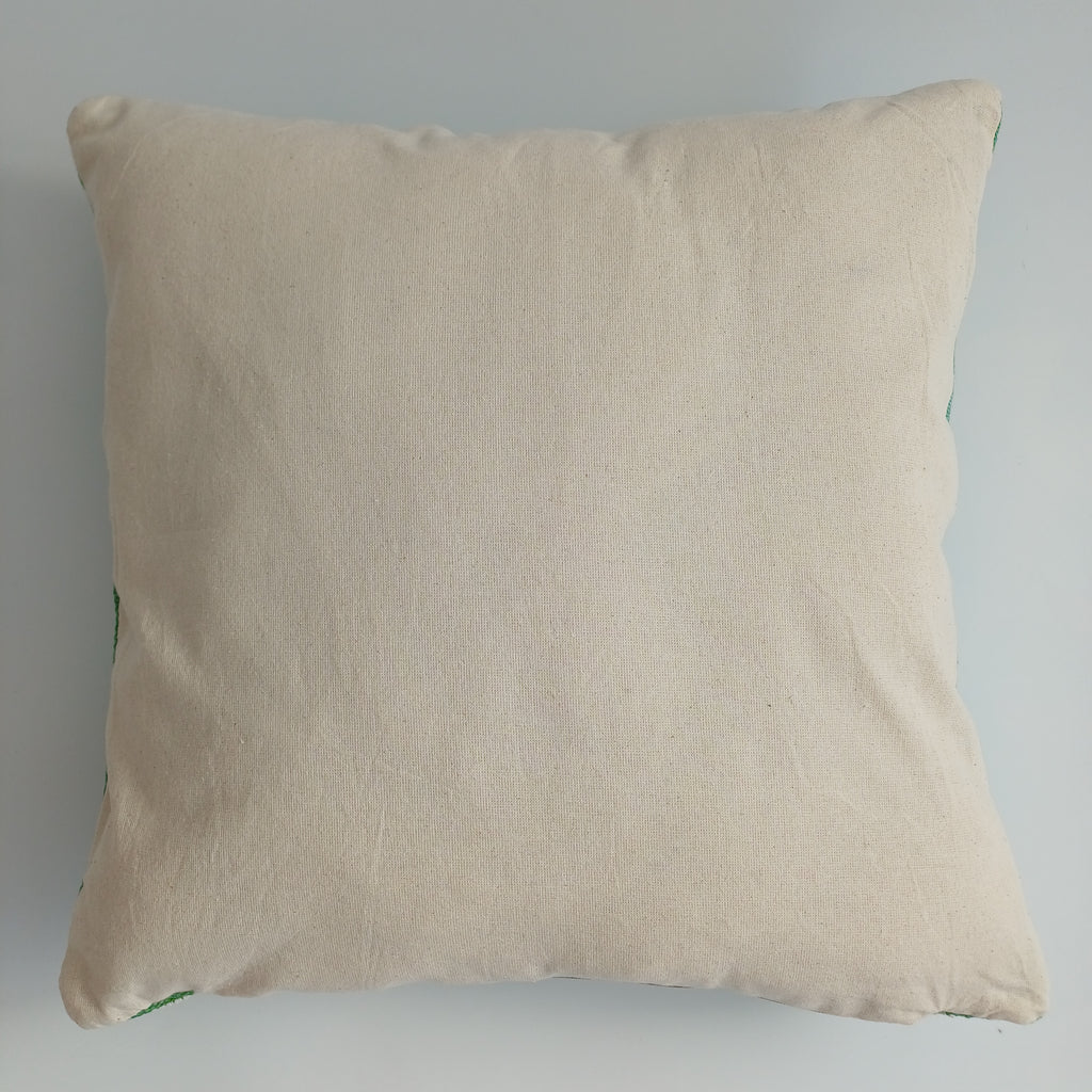 Moroccan Handmade Green Cactus Silk Cushion Cover 16''x16'' / 40x40 CM
