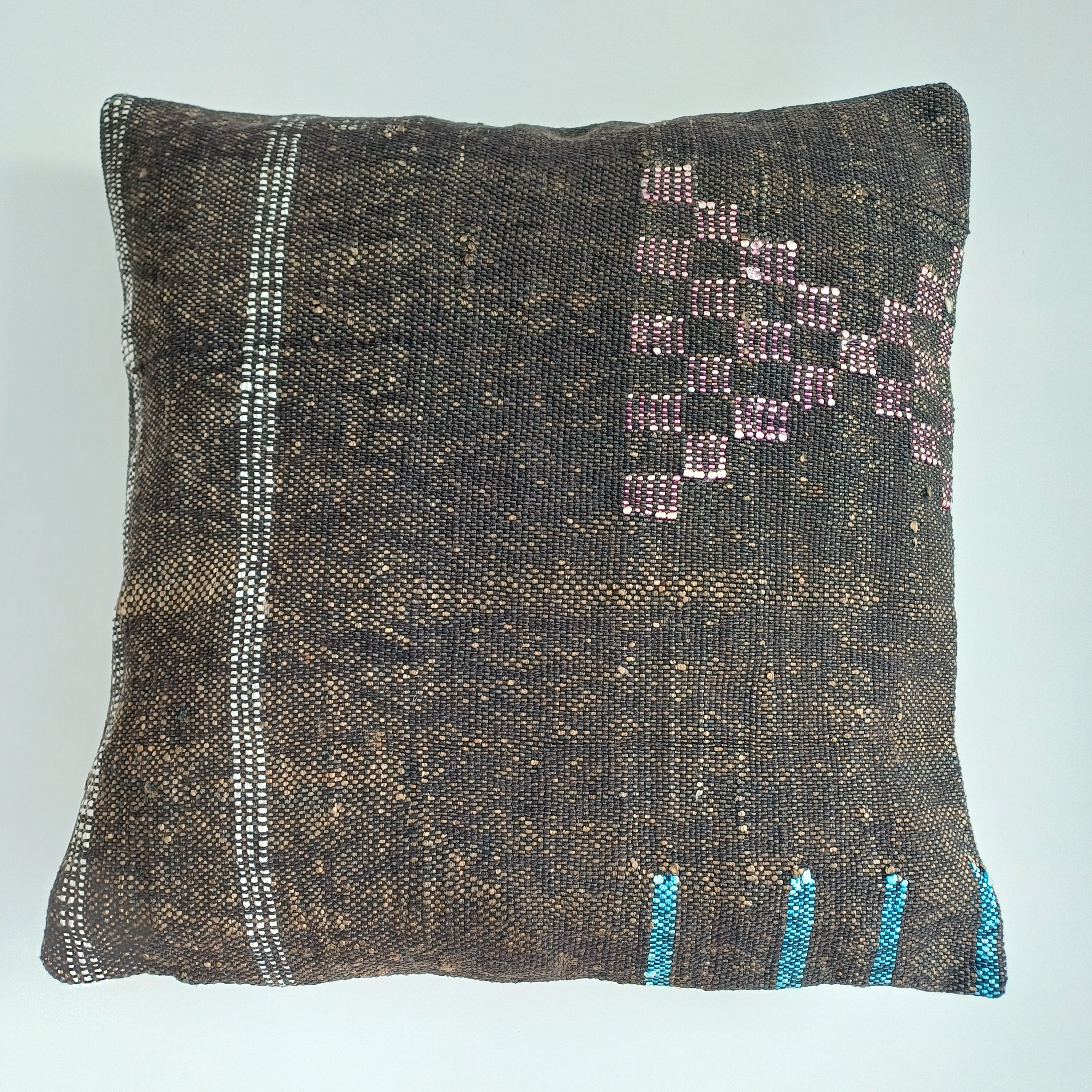 Moroccan Handmade Brown Cactus Silk Cushion Cover 16''x16'' / 40x40 CM