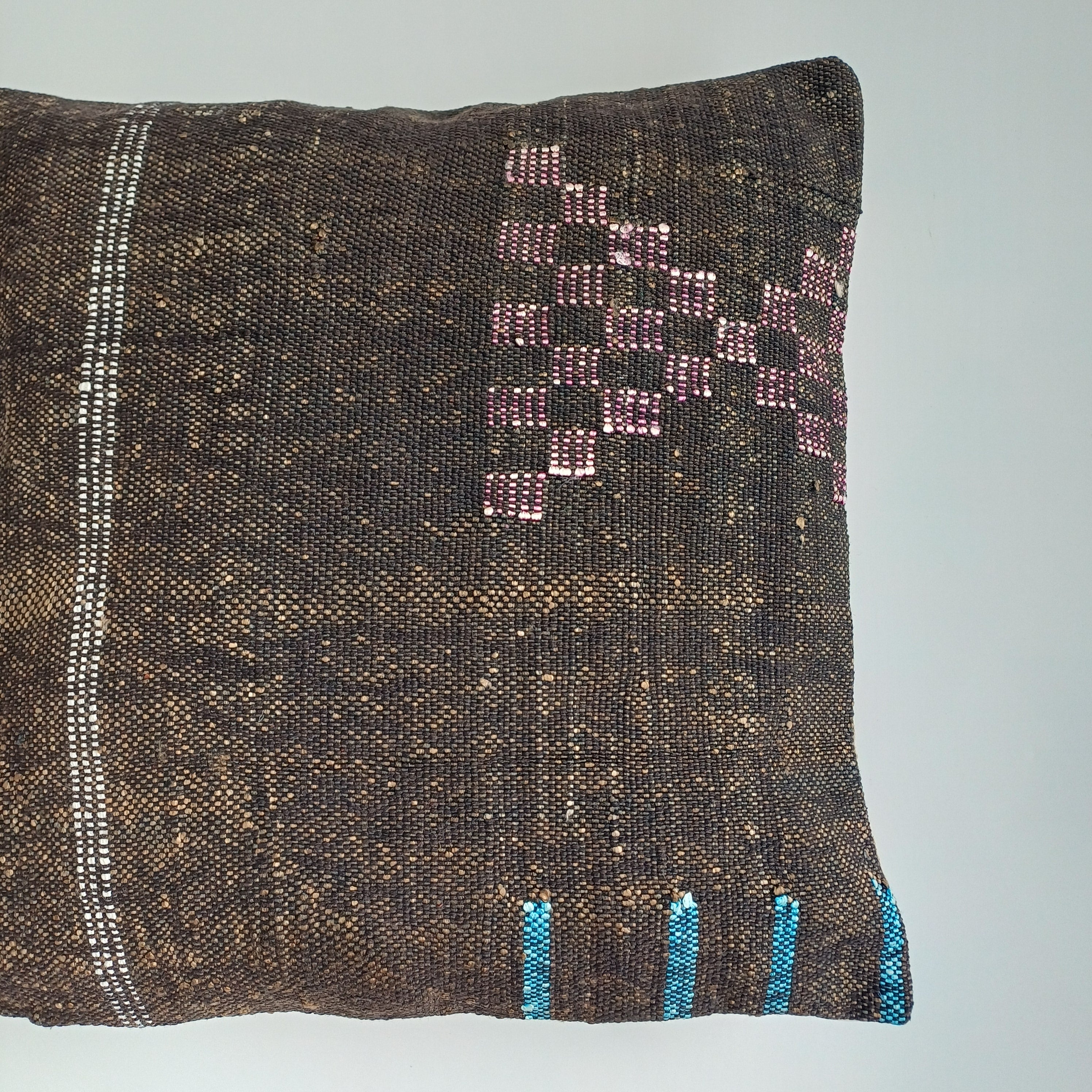 Moroccan Handmade Brown Cactus Silk Cushion Cover 16''x16'' / 40x40 CM