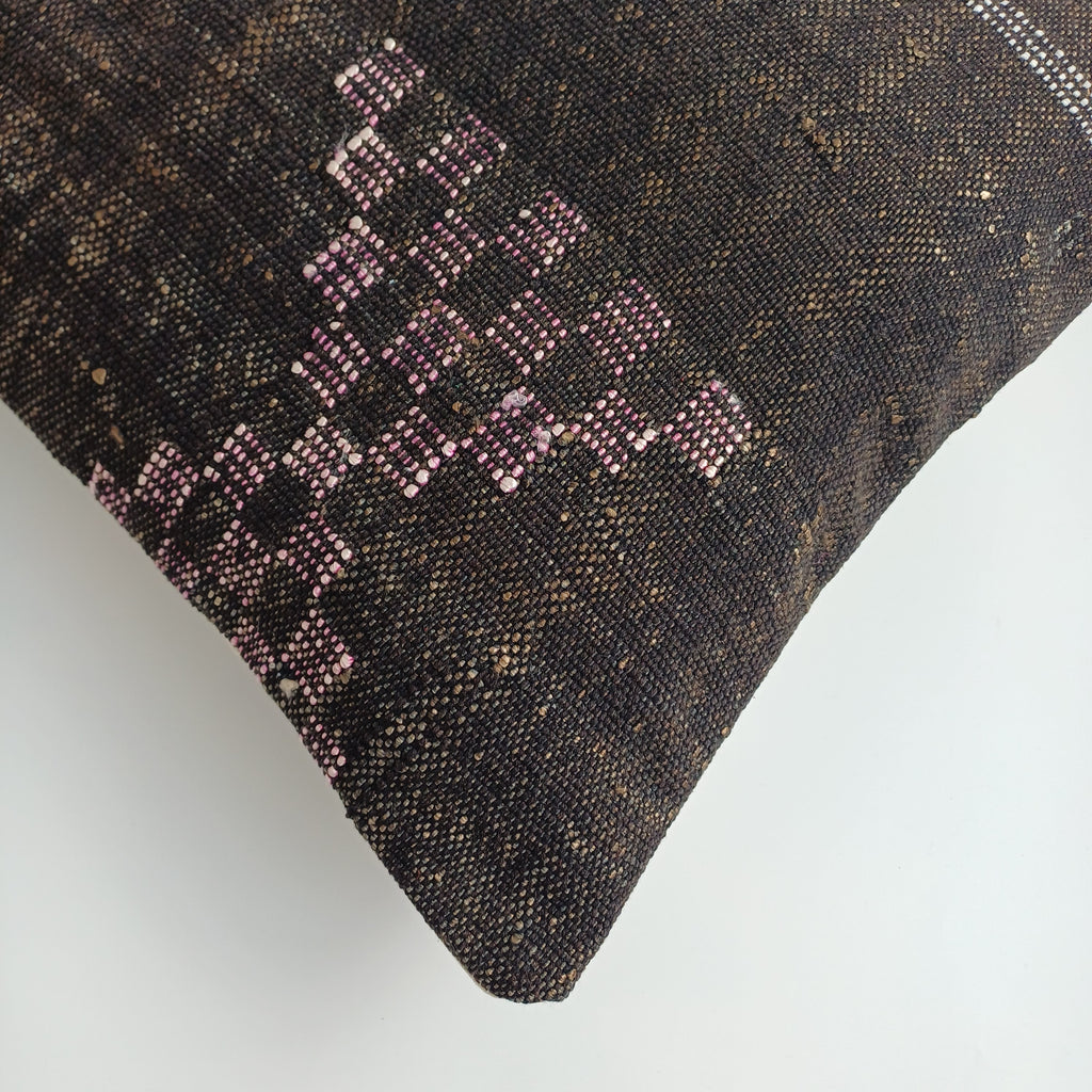 Moroccan Handmade Brown Cactus Silk Cushion Cover 16''x16'' / 40x40 CM