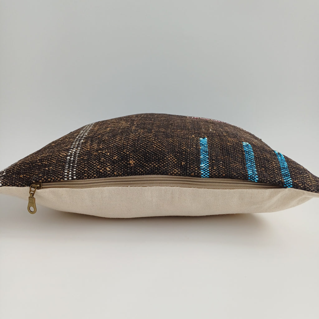 Moroccan Handmade Brown Cactus Silk Cushion Cover 16''x16'' / 40x40 CM