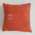 Moroccan Handmade Red Orange Cactus Silk Cushion Cover 16''x16'' / 40x40 CM