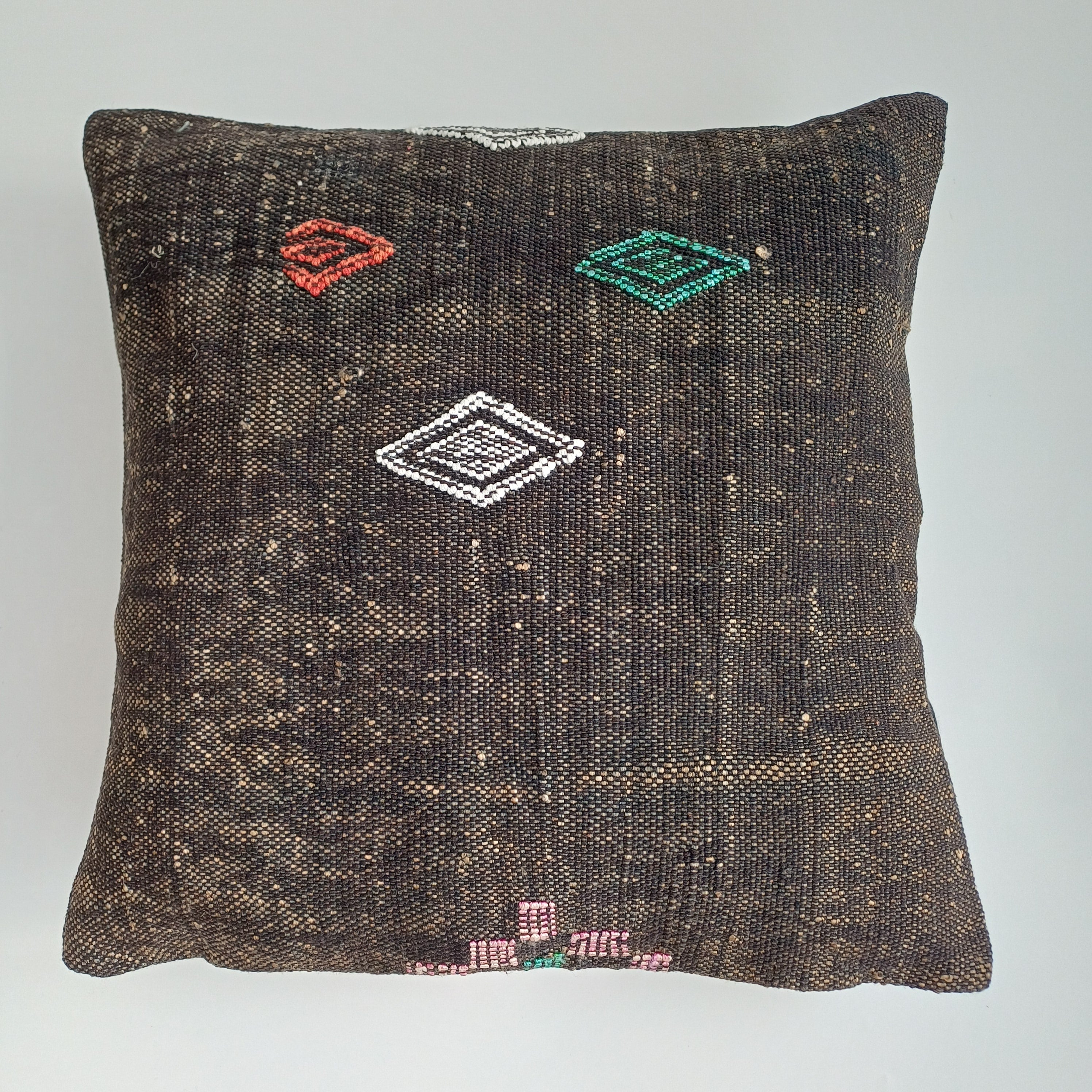 Moroccan Handmade Brown Cactus Silk Cushion Cover 16''x16'' / 40x40 CM