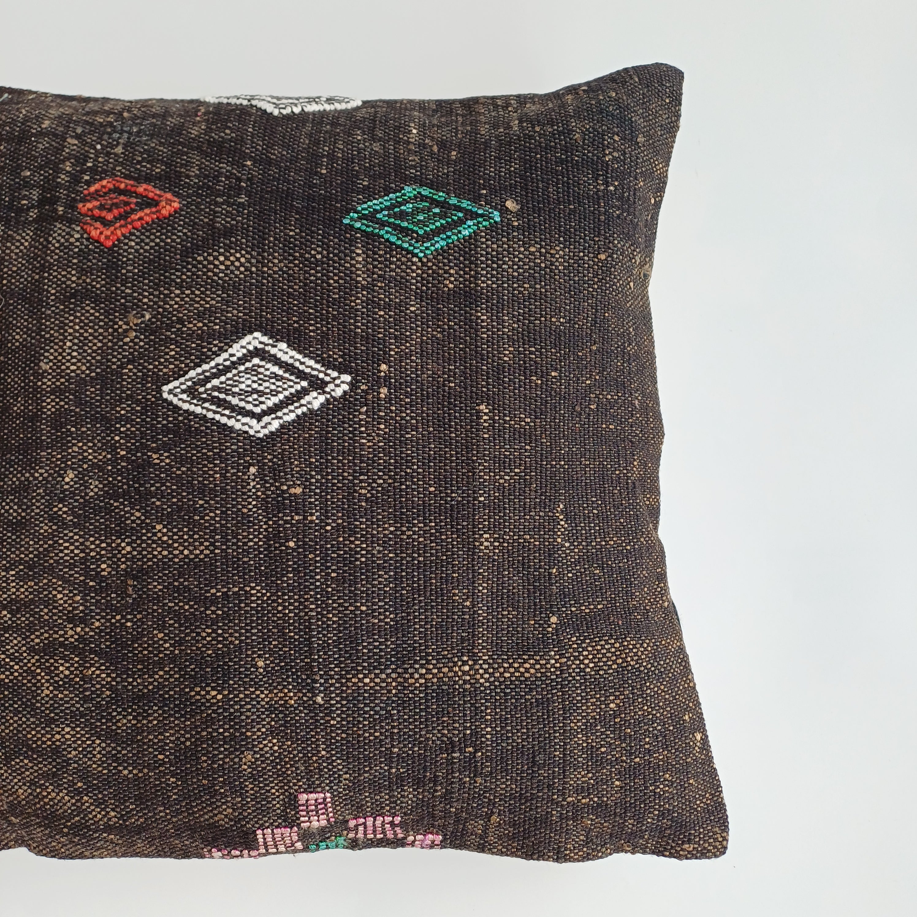 Moroccan Handmade Brown Cactus Silk Cushion Cover 16''x16'' / 40x40 CM