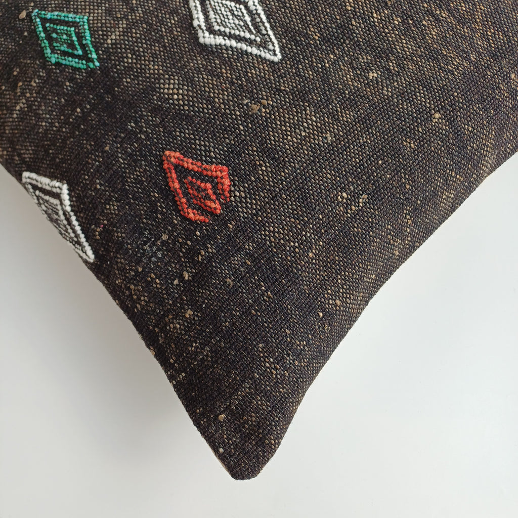 Moroccan Handmade Brown Cactus Silk Cushion Cover 16''x16'' / 40x40 CM
