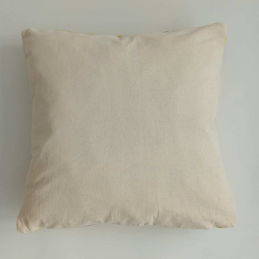 Moroccan Handmade Yellow Cactus Silk Cushion Cover 16''x16'' / 40x40 CM