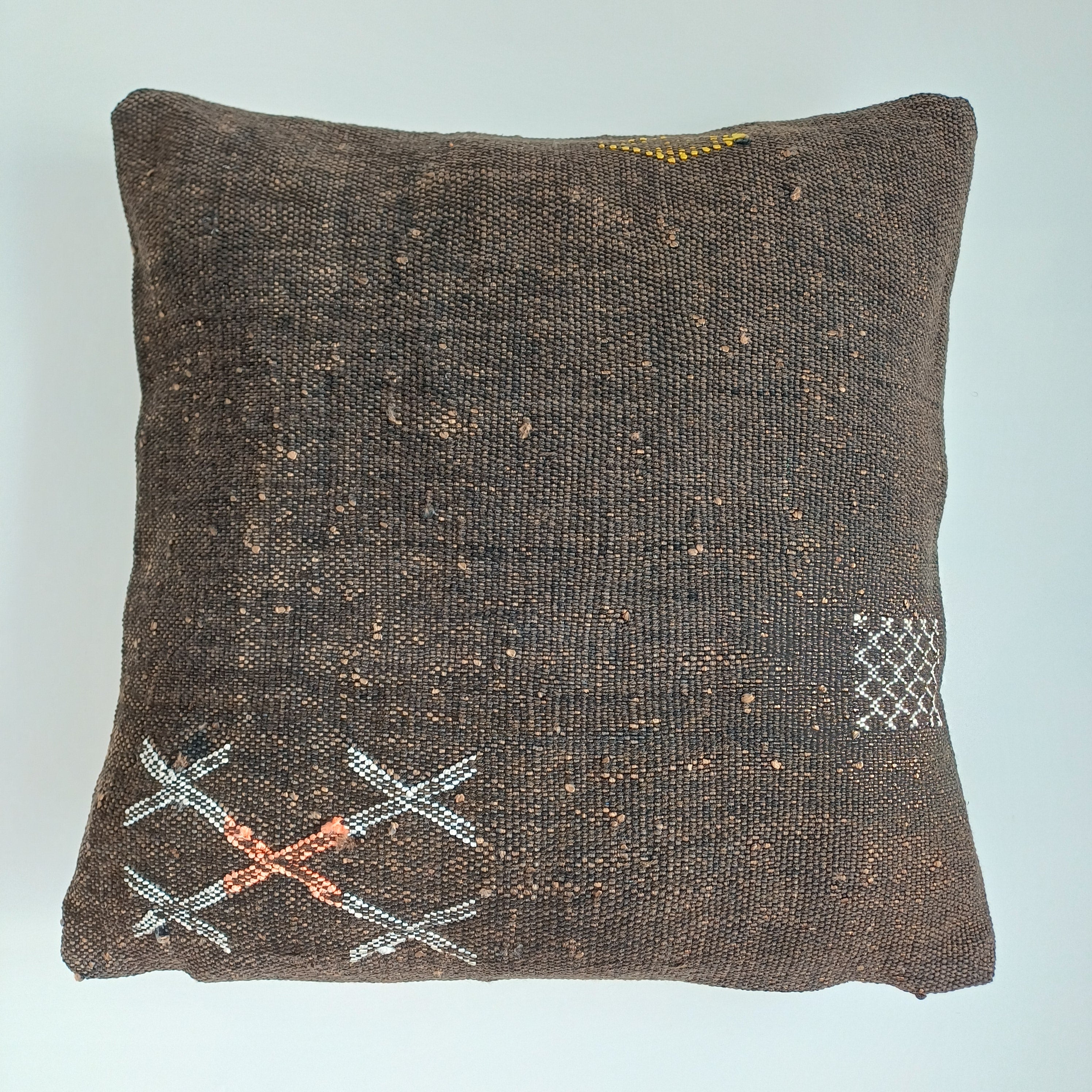 Moroccan Handmade Brown Cactus Silk Cushion Cover 16''x16'' / 40x40 CM