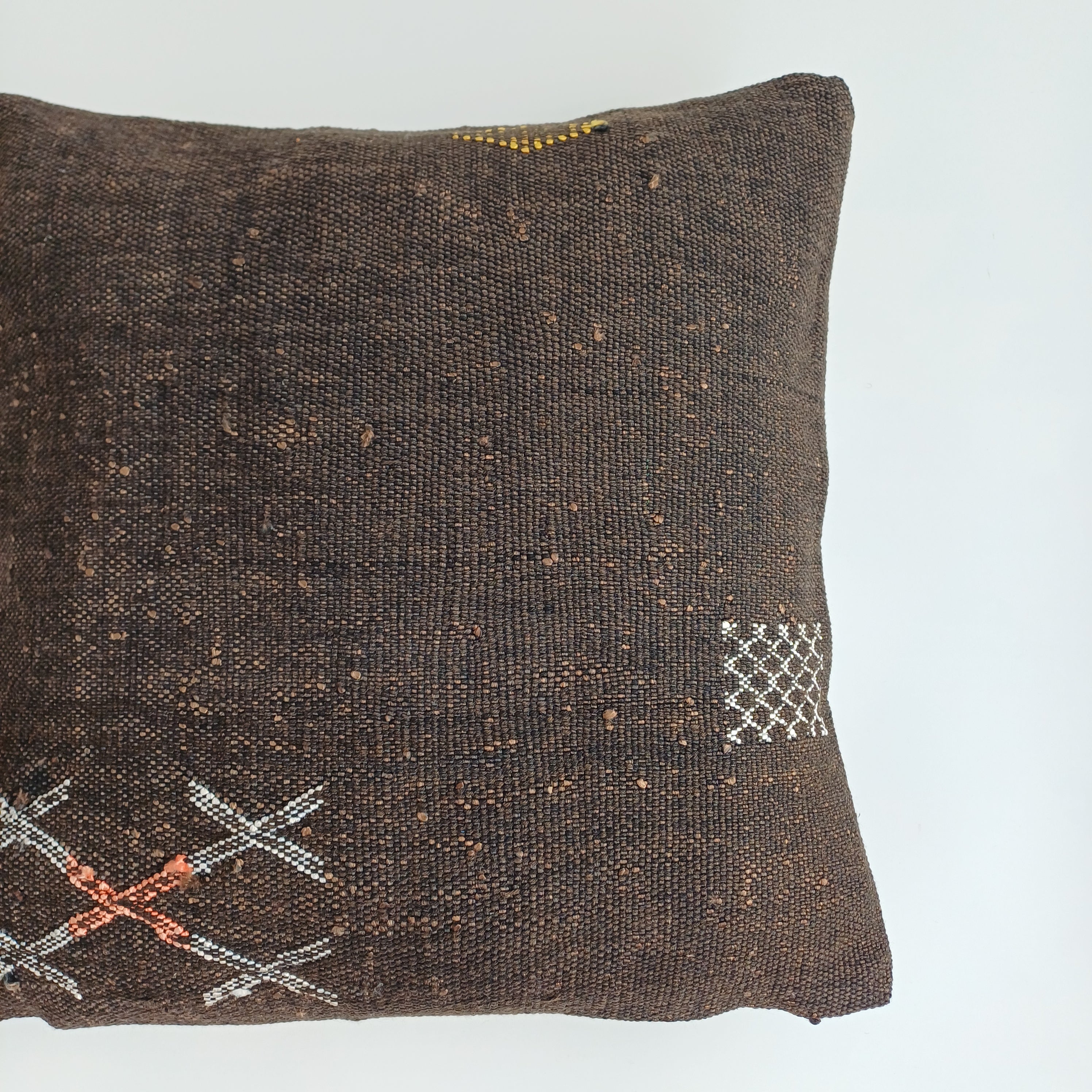 Moroccan Handmade Brown Cactus Silk Cushion Cover 16''x16'' / 40x40 CM
