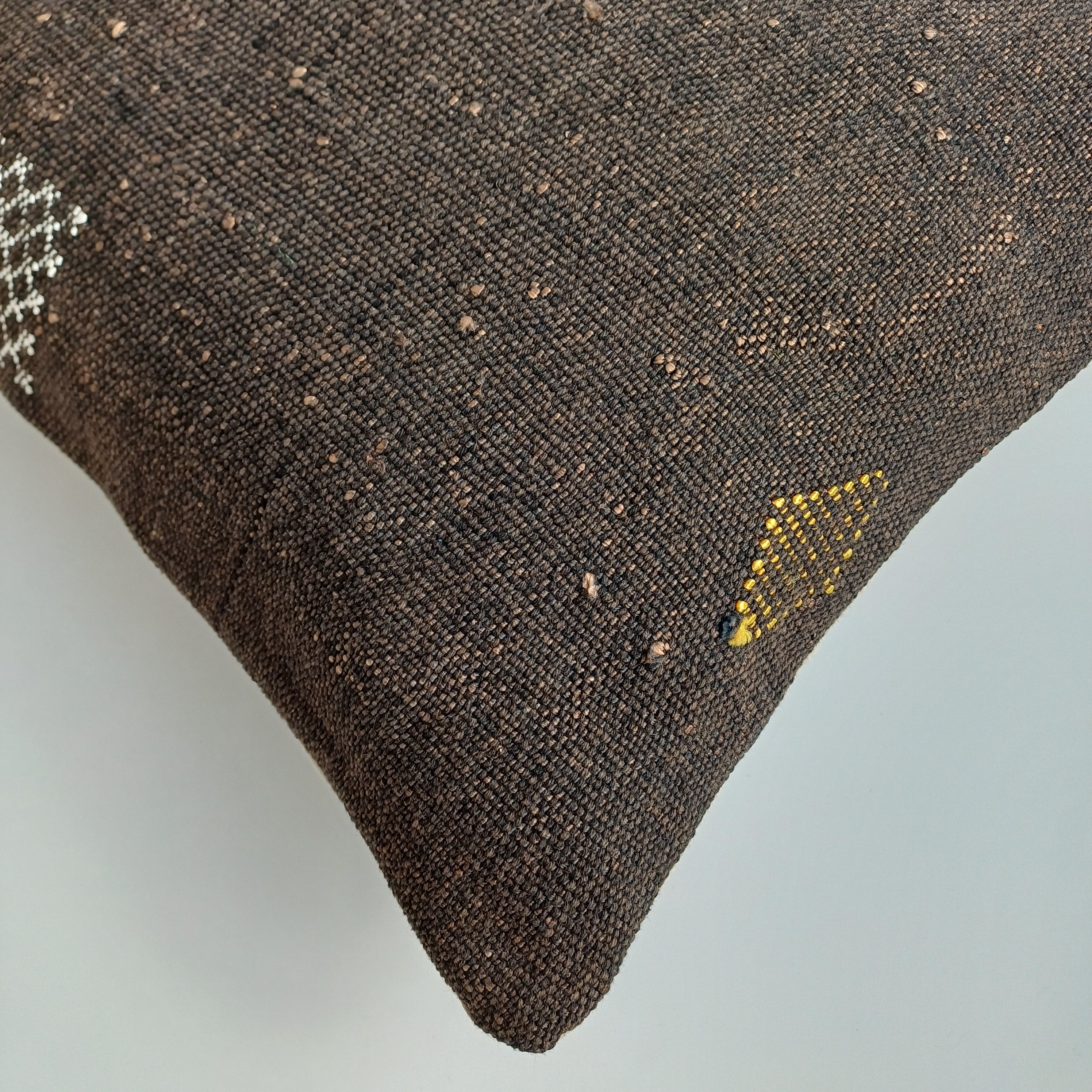 Moroccan Handmade Brown Cactus Silk Cushion Cover 16''x16'' / 40x40 CM