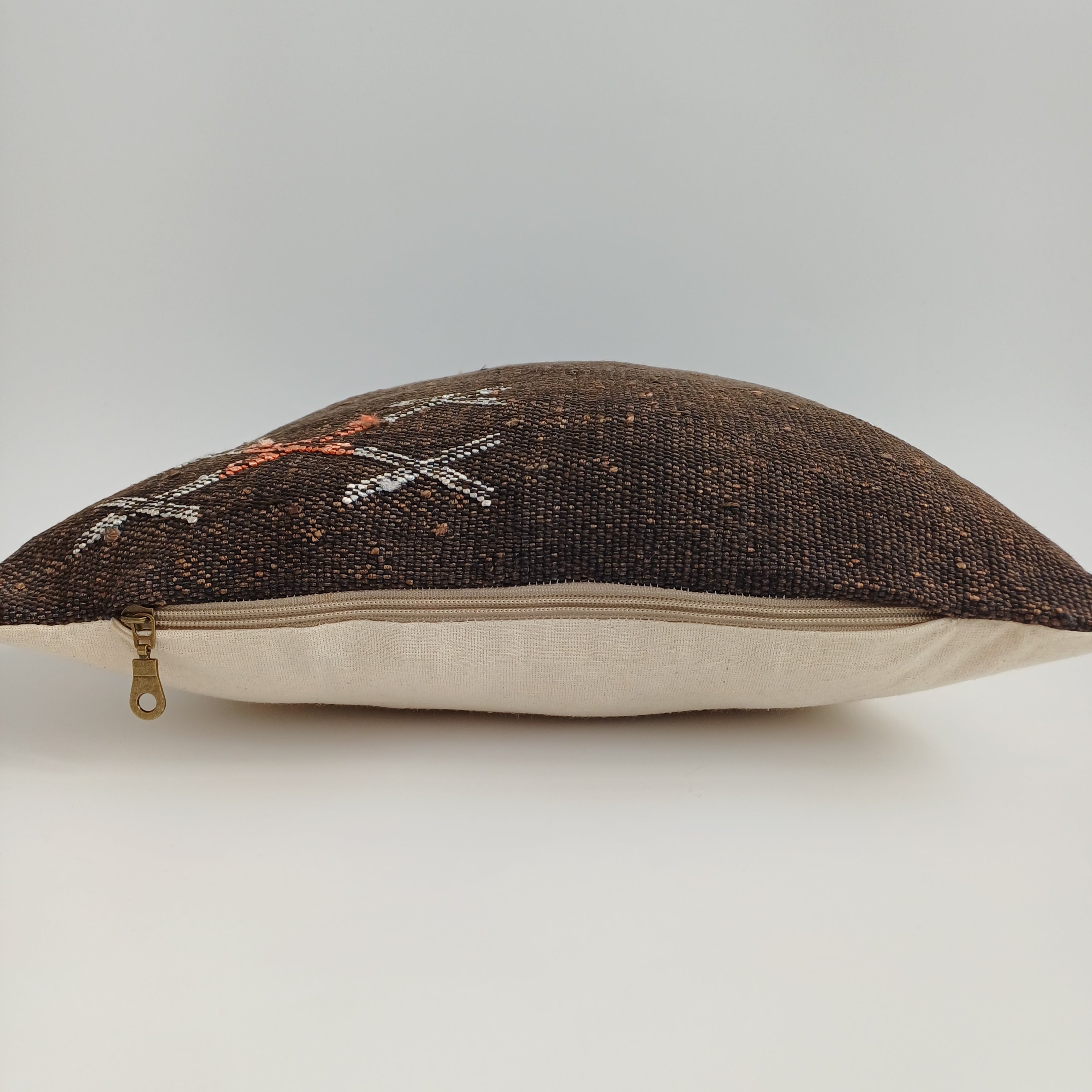 Moroccan Handmade Brown Cactus Silk Cushion Cover 16''x16'' / 40x40 CM