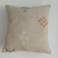 Moroccan Handmade Oatmeal Cactus Silk Cushion Cover 16''x16'' / 40x40 CM