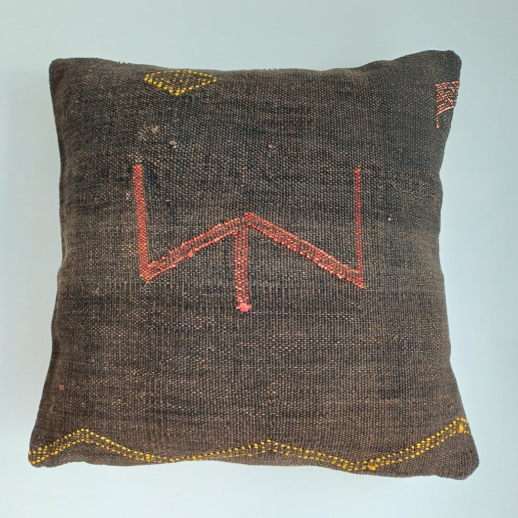 Moroccan Handmade Brown Cactus Silk Cushion Cover 16''x16'' / 40x40 CM