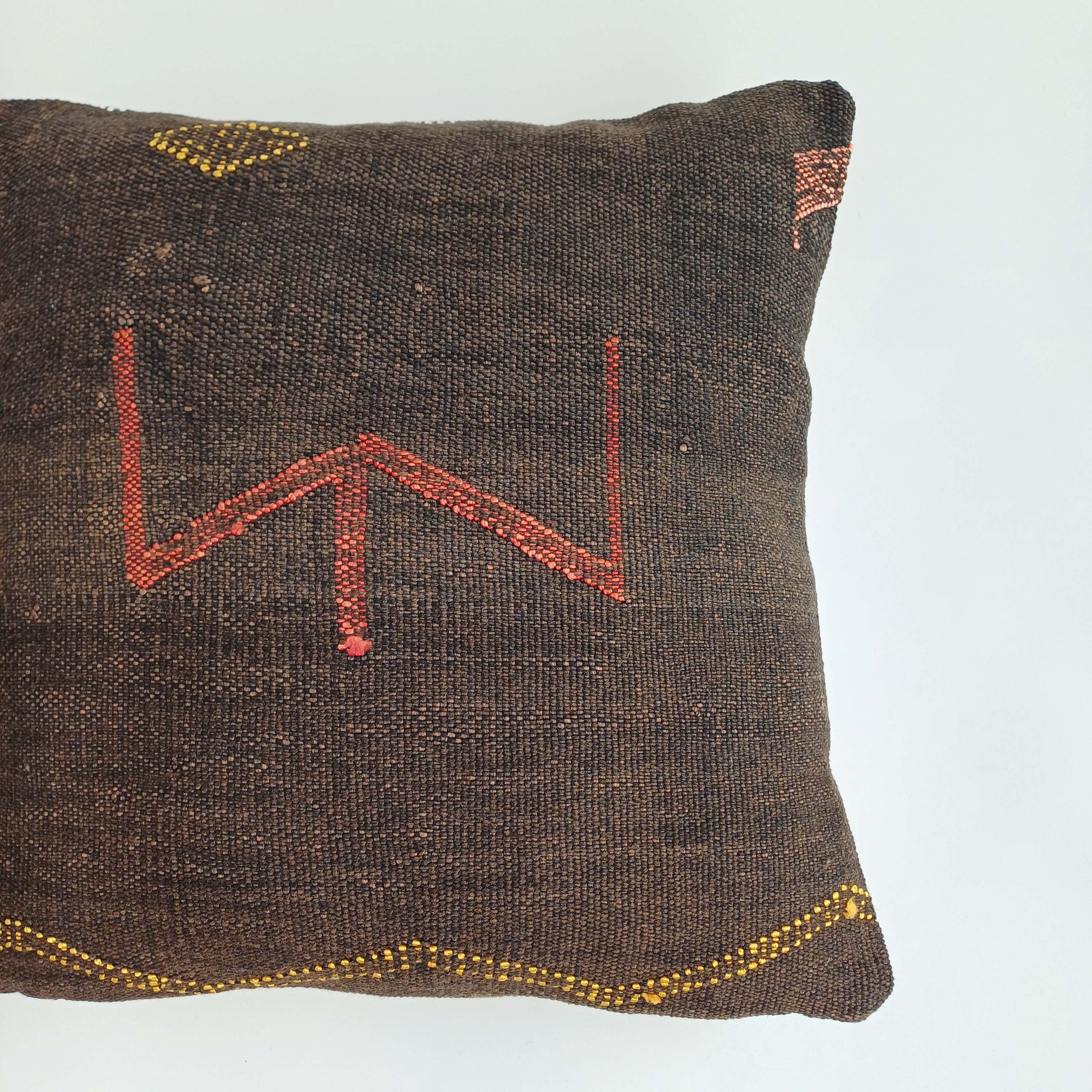 Moroccan Handmade Brown Cactus Silk Cushion Cover 16''x16'' / 40x40 CM