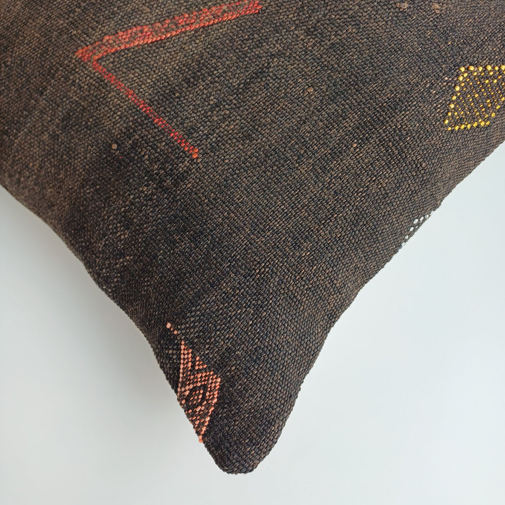Moroccan Handmade Brown Cactus Silk Cushion Cover 16''x16'' / 40x40 CM