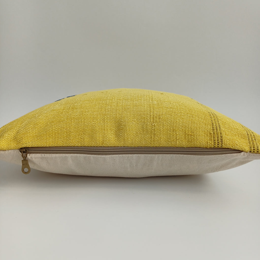 Moroccan Handmade Yellow Cactus Silk Cushion Cover 16''x16'' / 40x40 CM